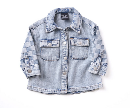 Little Bipsy - Checkered Shacket - Light Wash|145236