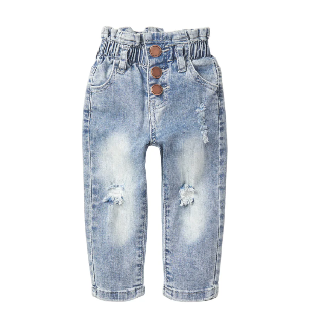Paperbag Waist Denim - Light Wash|164254