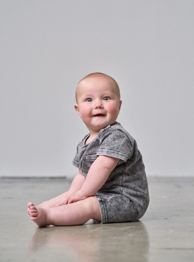 Little Bipsy - Acid Wash Shortie Romper|142081