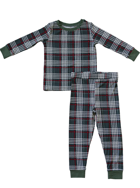 Mebie Baby - Green Plaid Bamboo Cozy Set|108700