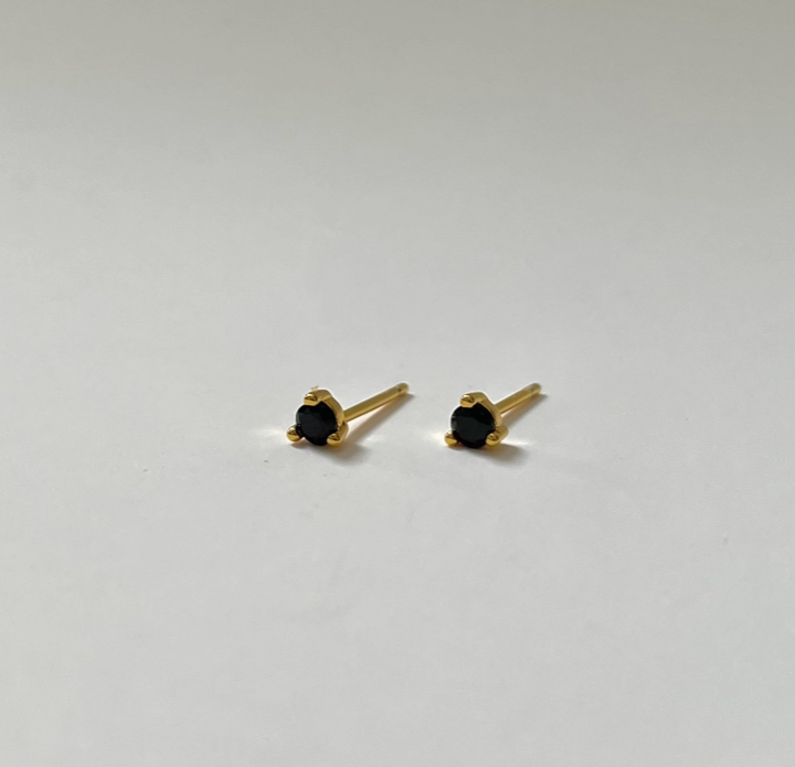 Stone Studs- Black- 18K PVD Gold Plating|186984