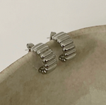 Mini Emma Ribbed Earrings- Silver|218819