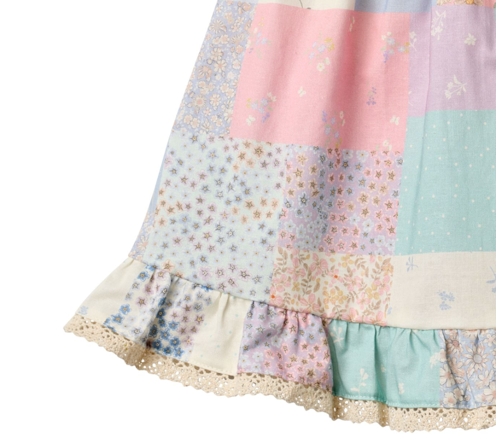 Wheat -  Dress Ruffle Ayla Patchwork Flowers|191178