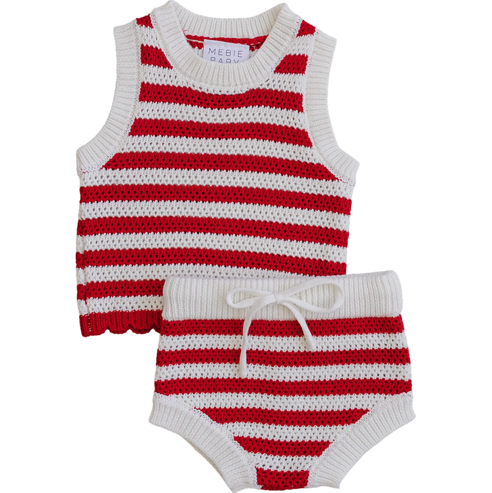Mebie Baby - Red Stripe Bloomer Tank Set|205071
