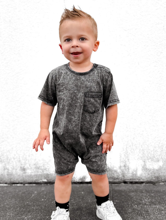 Little Bipsy - Acid Wash Shortie Romper|142083