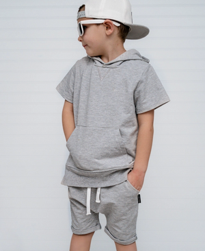 Little Bipsy - Short Sleeve Hoodie - Grey|97764