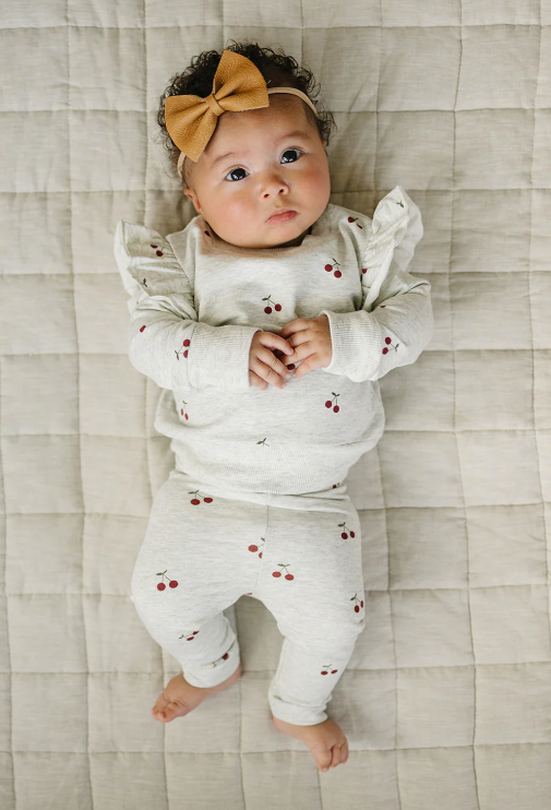Mebie Baby - Cherry Ruffle French Terry Set|185319