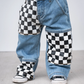 Little Trouble - Checkered Patch Baggy Jeans|177952