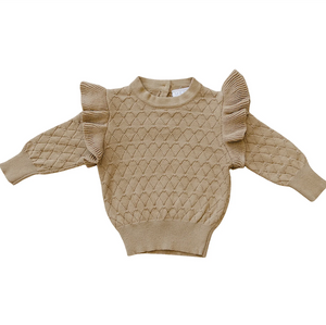 Mebie Baby - Toffee Knit Ruffle Sweater|105270