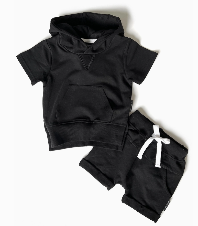 Little Bipsy - Short Sleeve Hoodie - Black|97763