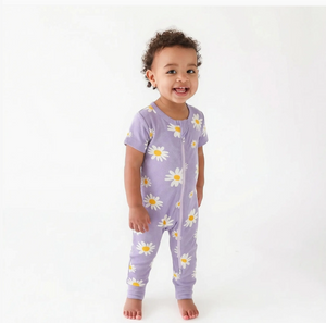 Parade - Organic '2-Way' Zip Romper - Short Sleeve - Daisies|203188