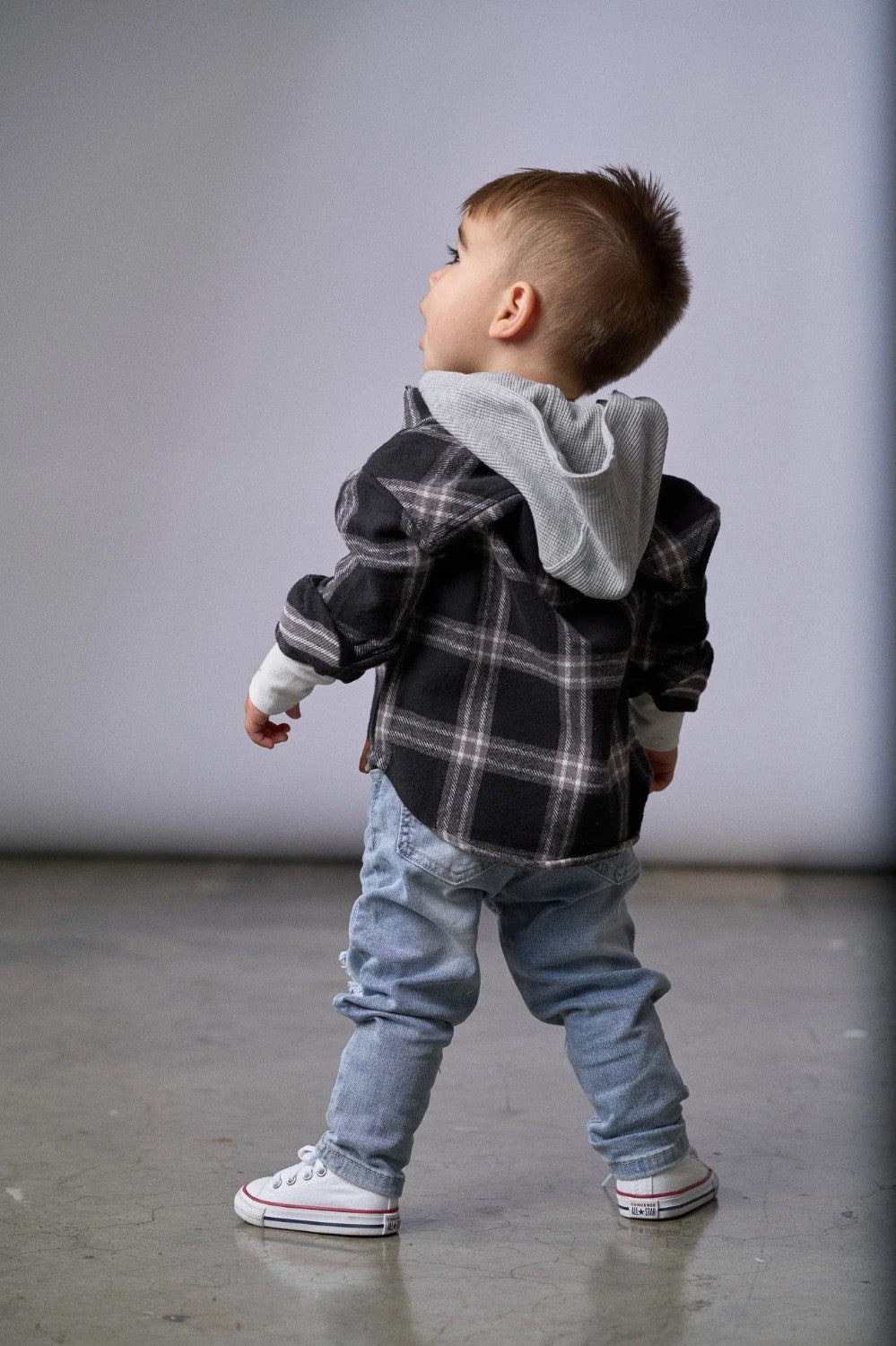 Little Bipsy - Hooded Flannel - Black|109204