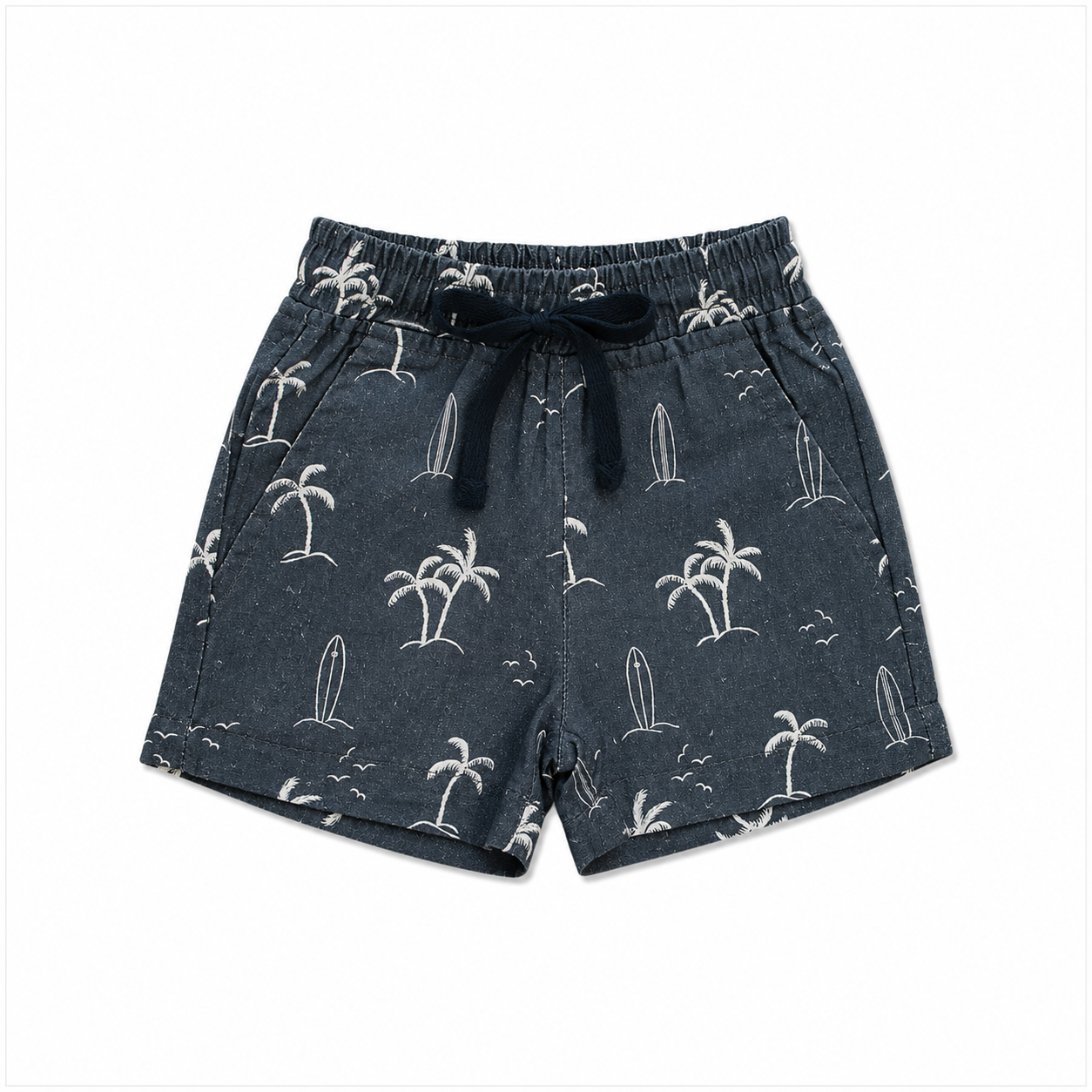 Mebie Baby - Navy Surfer Linen Cotton Shorts