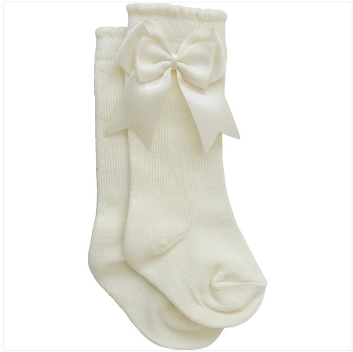 Mebie Baby - High Rise Bow Socks Cream|205056