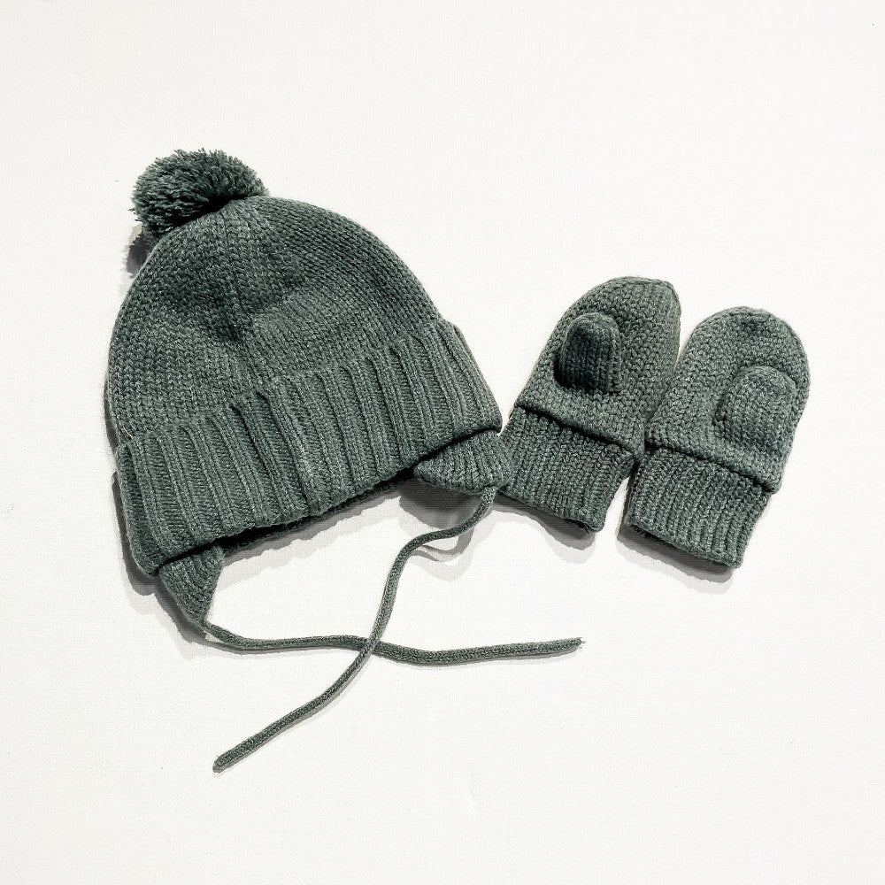 H&M Green Toque & Mitts 6-12M|232227