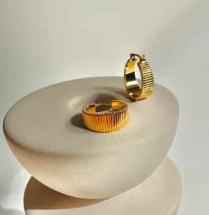 Ribbed Chunky Hoops - 18K PVD Gold Plating|177211