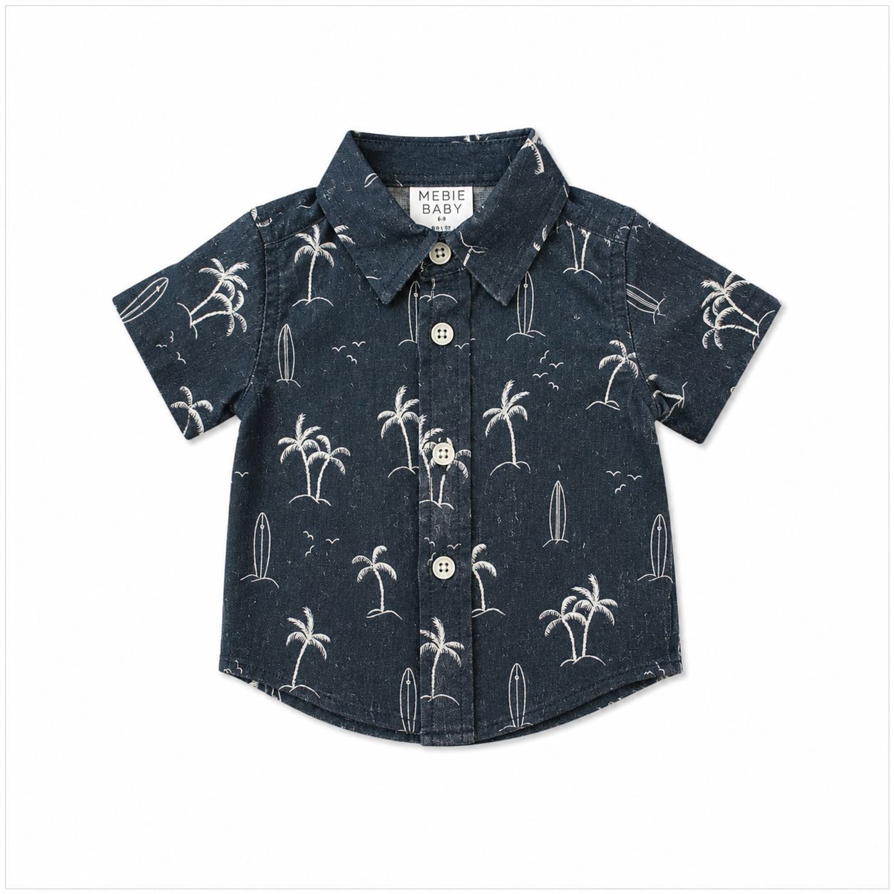 Mebie Baby - Navy Surfer Linen Button Up Shirt