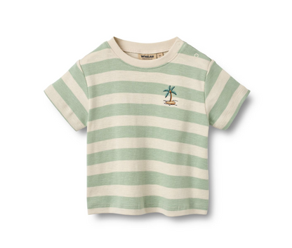 Wheat - T-shirt S/S Liam Mint Stripe|191235