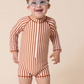 Roco Swim - Zip Up Rashguard Terracotta Stripe|91725