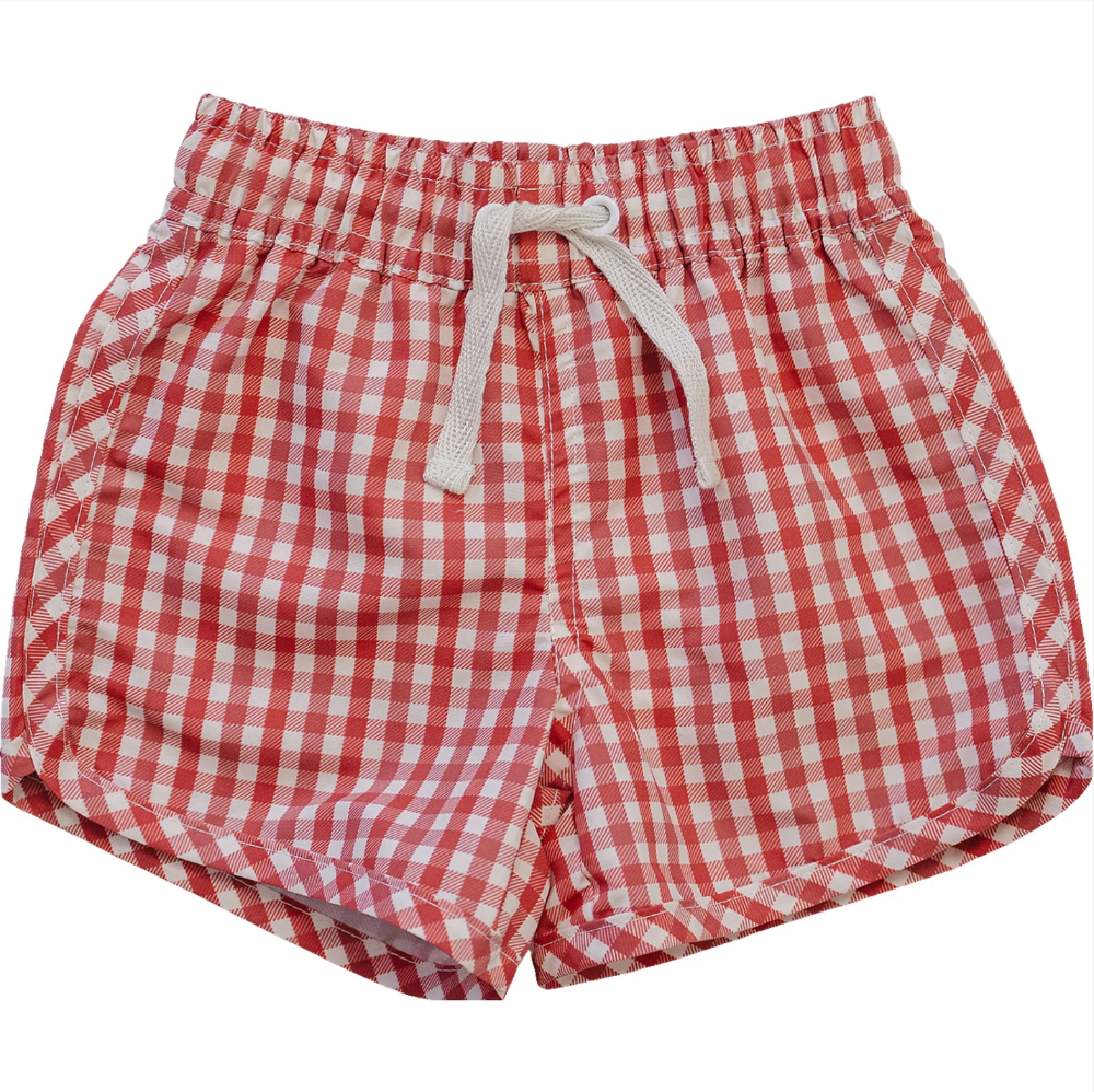Mebie Baby - Red Gingham Swim Shorts|205159