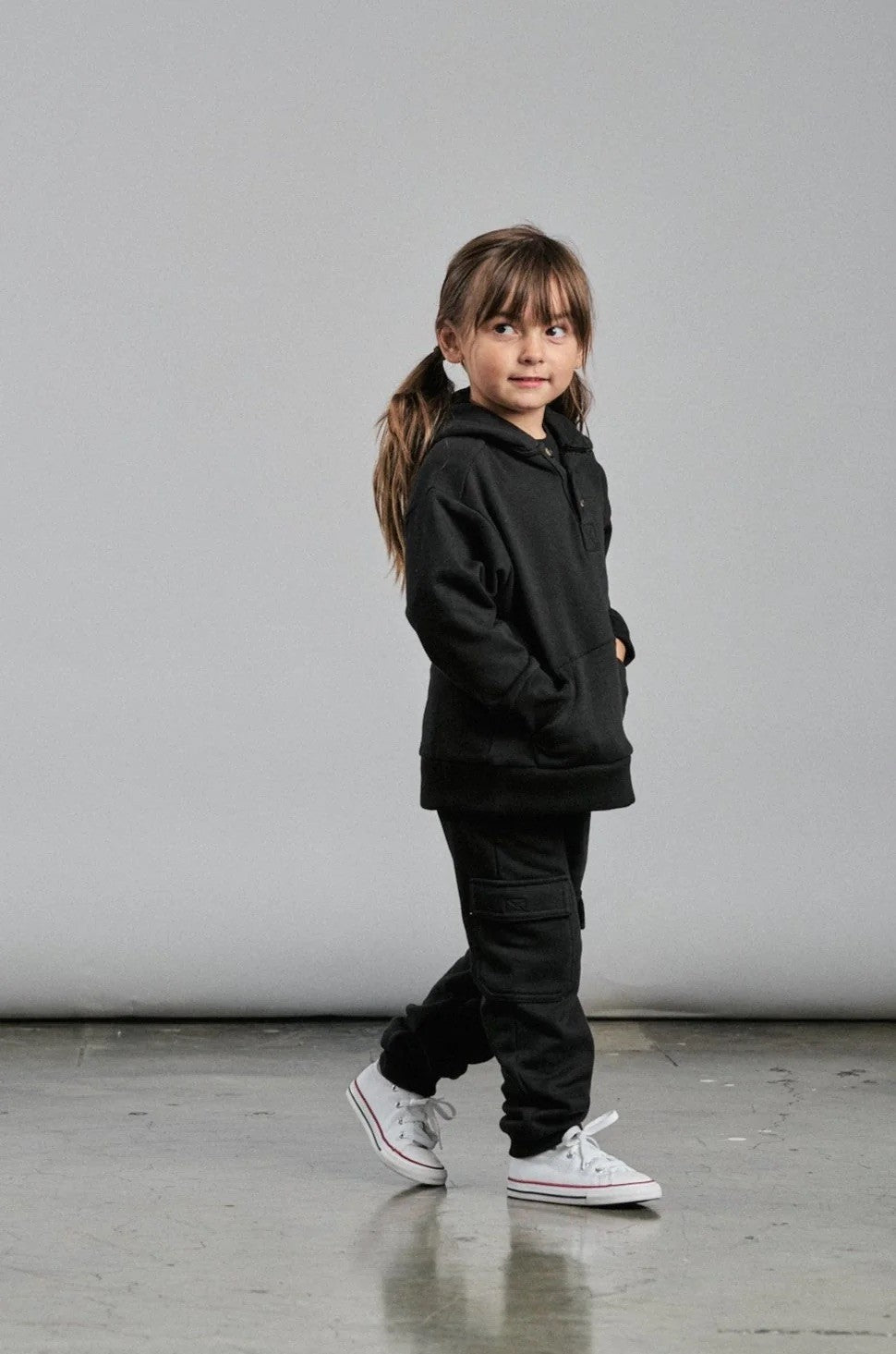 Little Bipsy - Henley Hoodie - Black|114390