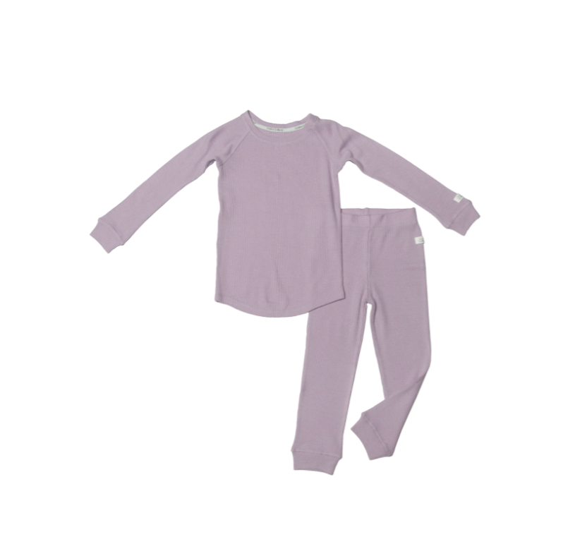 Loulou Lollipop - Waffle Long Sleeve Pajama Set Lavender|114260