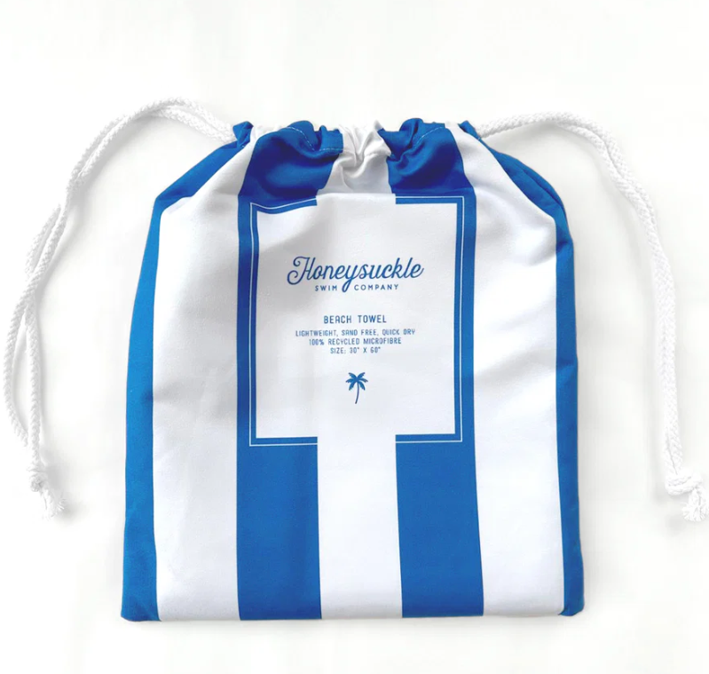 Honeysuckle - Beach Towel - Cobalt Blue Stripe|203272