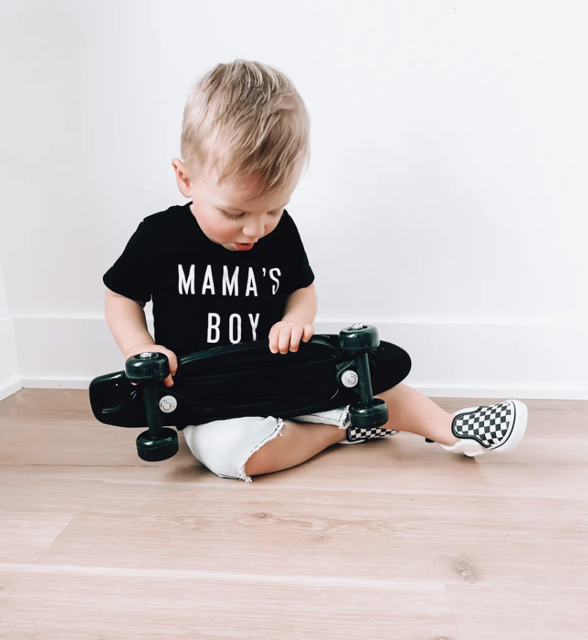 97 Design Co - Mama's Boy Black Kids T-Shirt|65709