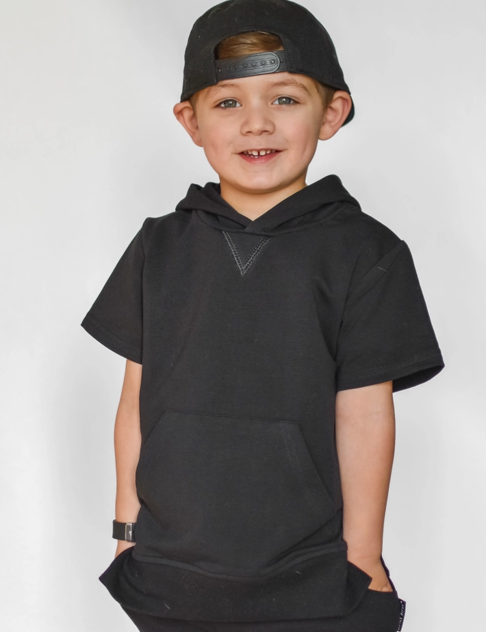 Little Bipsy - Short Sleeve Hoodie - Black|97760