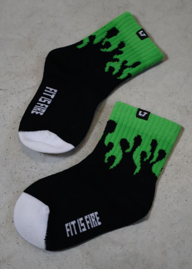 Little Trouble - Green Flame Crew Socks|205841