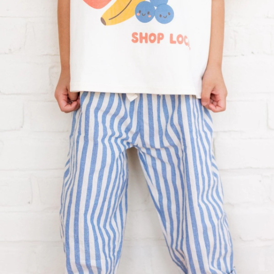 Roobear - Linen Striped Pants - Blue|205893