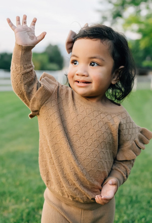 Mebie Baby - Toffee Knit Ruffle Sweater|105269