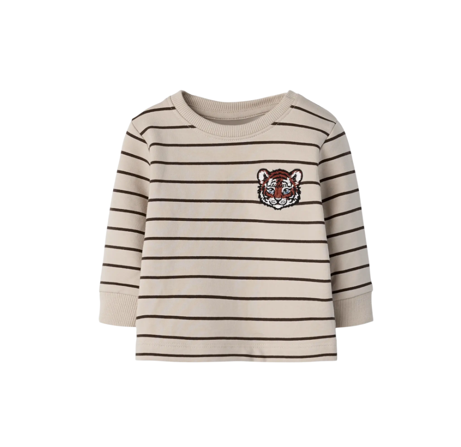 Name It - Mocha Striped Tiger Sweatshirt|213787
