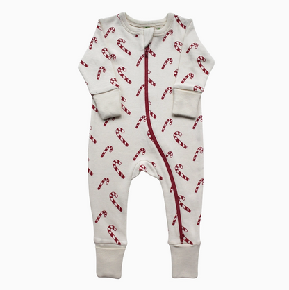 Parade Organics - '2-Way' Zip Holiday Romper Candy Canes|173325