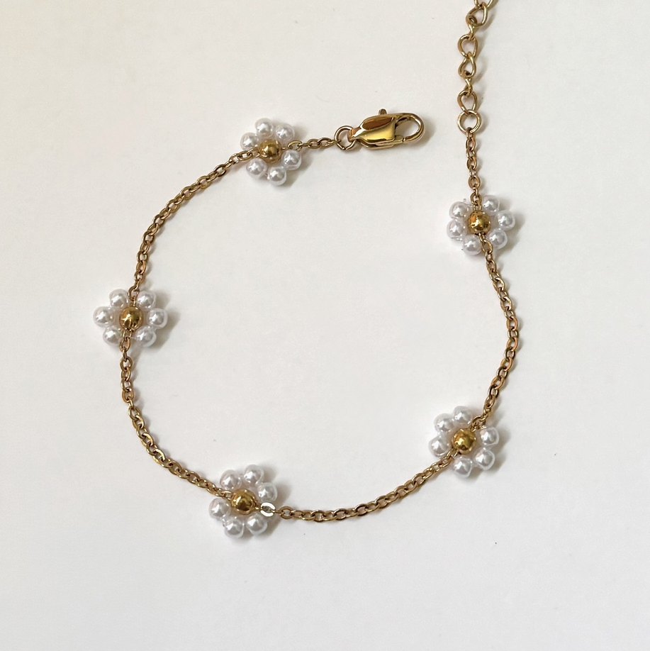 Pearl Flower Bracelet - 18K PVD Gold Plating|176878