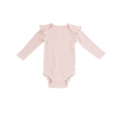 Loulou Lollipop - Ruffle Waffle Long Sleeve Bodysuit - Blush Pink|114222