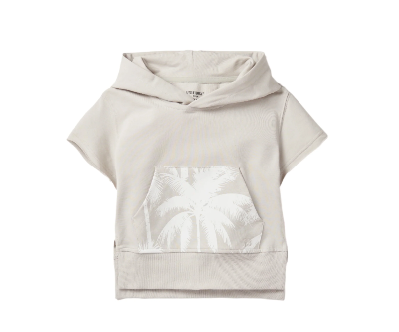 Little Bipsy - Short Sleeved Raw Edge Hoodie - Frost|147089