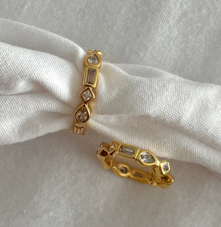 Raha Hoops- White Zirconia - 18K PVD Gold Plating|177210