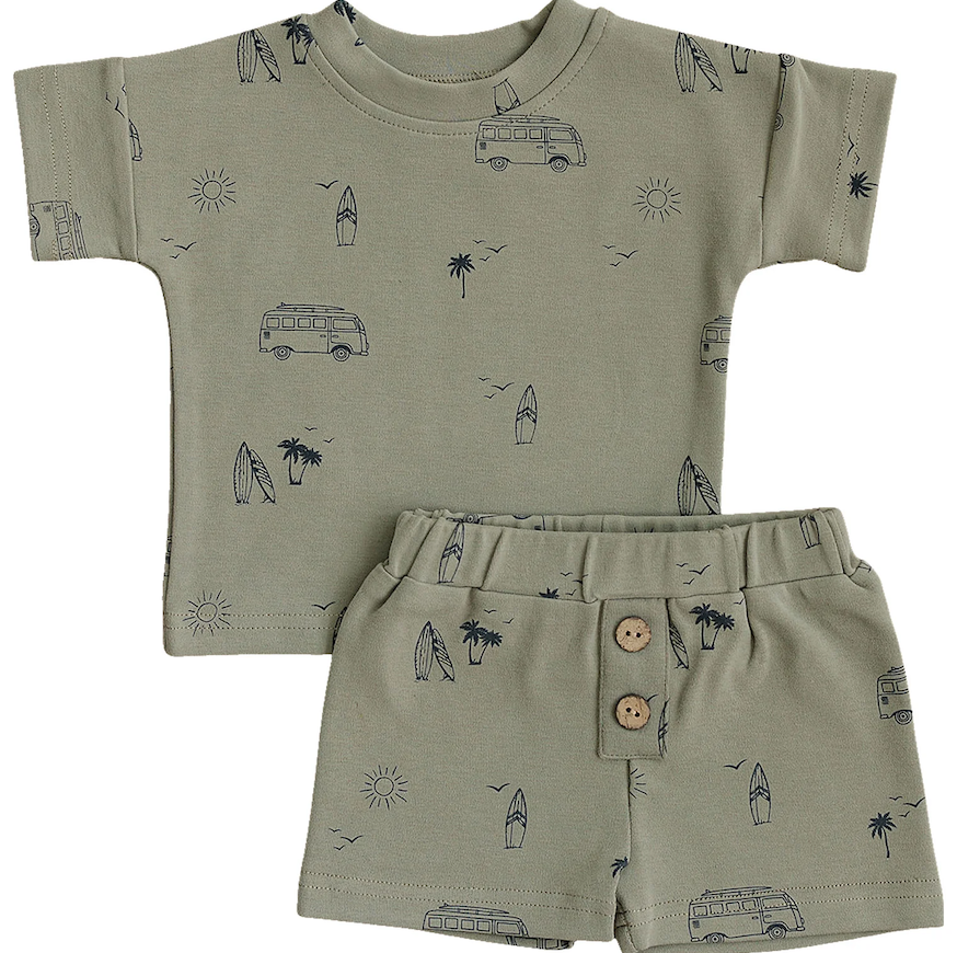 Mebie Baby - Beach Button Short Set|96569