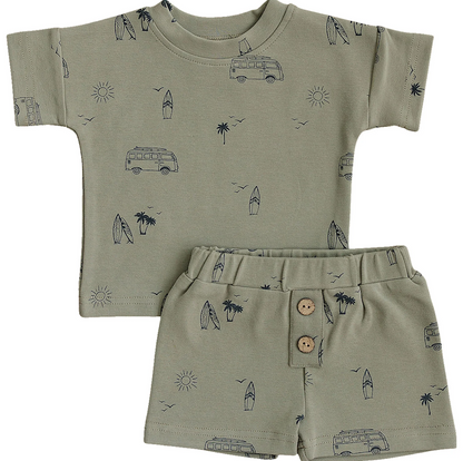 Mebie Baby - Beach Button Short Set|96569