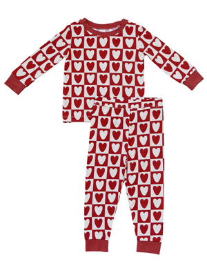 Mebie Baby - Checkered Hearts Ribbed Bamboo Cozy Set|185352