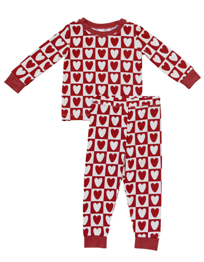 Mebie Baby - Checkered Hearts Ribbed Bamboo Cozy Set|185352