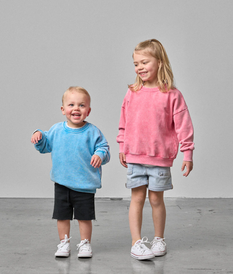 Little Bipsy -  Washed Crewneck - Electric Pink|145228