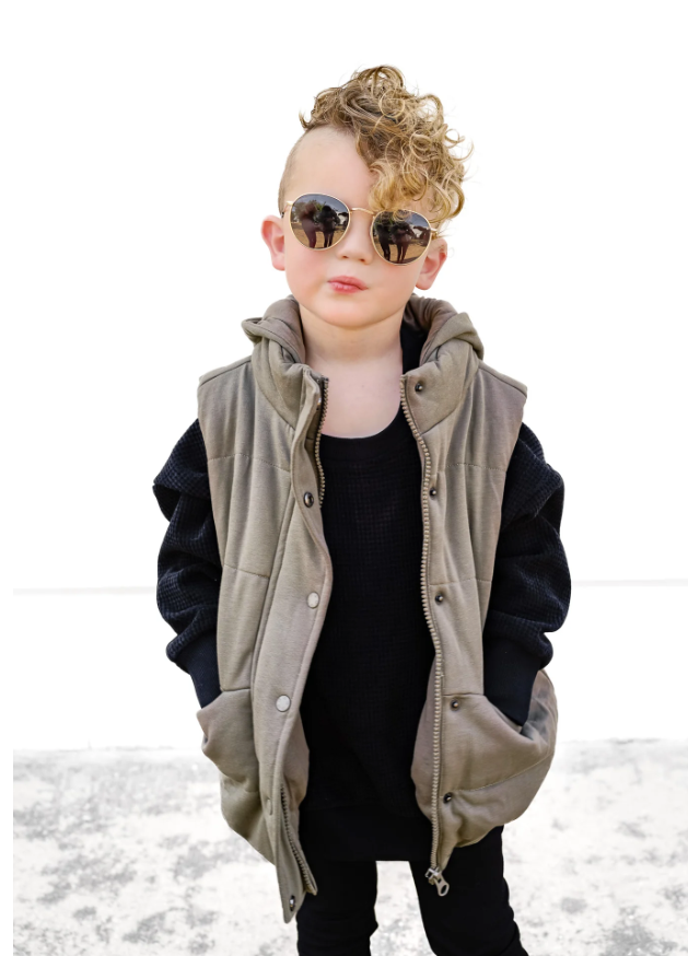 Little Bipsy - Hooded Puffer Vest - Army Green|113218