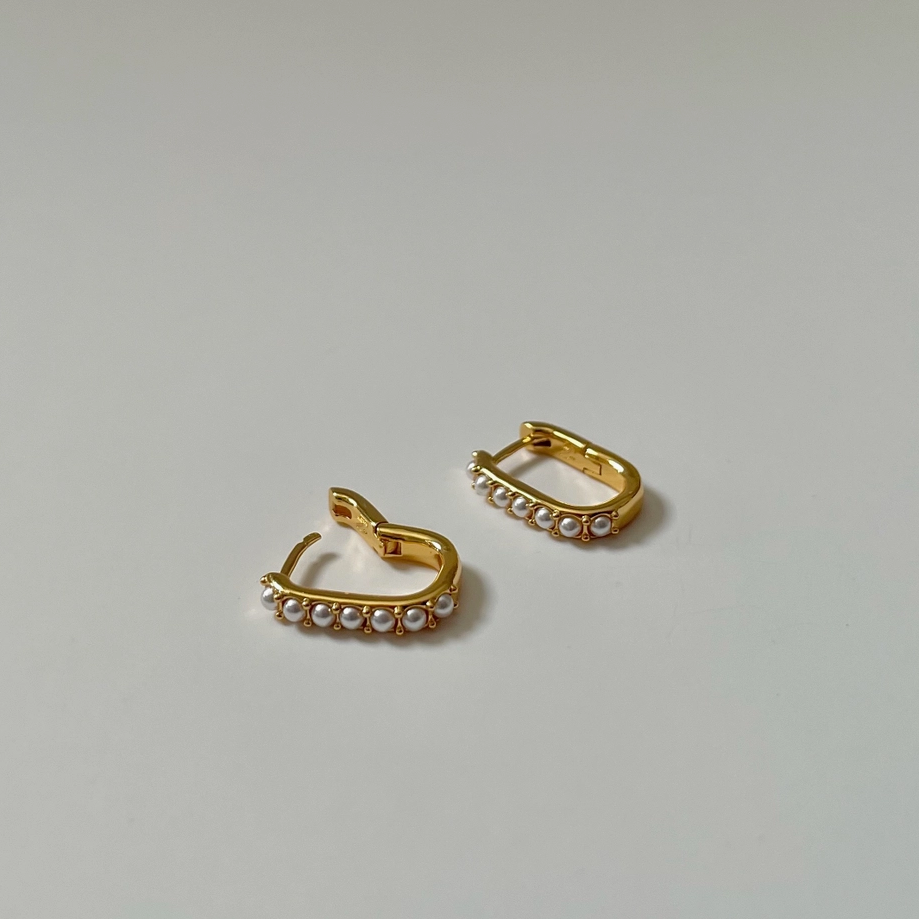 Rectangle Pearl Earrings - 18K PVD Gold Plating|176892