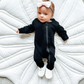 Little Bipsy - Black 2-Way Zip Romper|80337