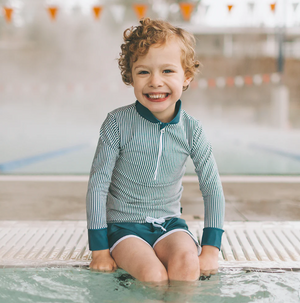 Honeysuckle - Rashguard Shirt - Navy Seersucker|140826