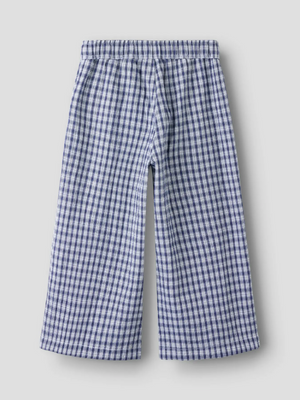 Name It - Navy Gingham Wide Leg Pant|208114