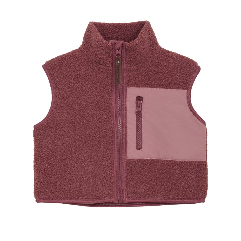 Enfant -  Teddy Waist Coat Vest - Rouge|156415