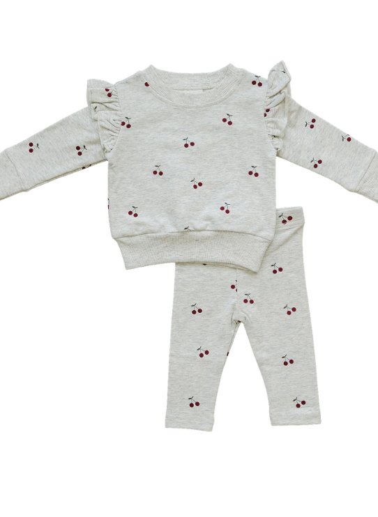 Mebie Baby - Cherry Ruffle French Terry Set|185317